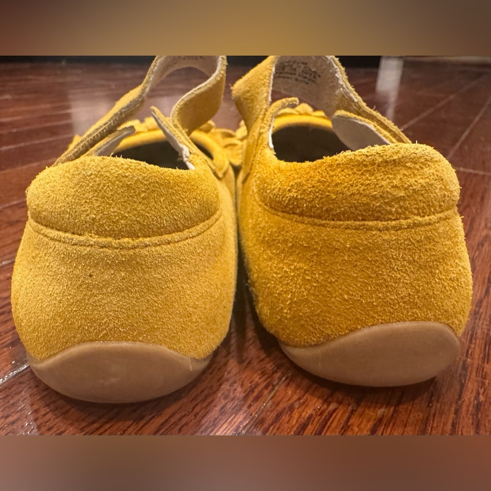 Livie & Luca Yellow Suede Leather Willow Mary Jane Shoes Bow Fringe Toddler 12 - Picture 3 of 8